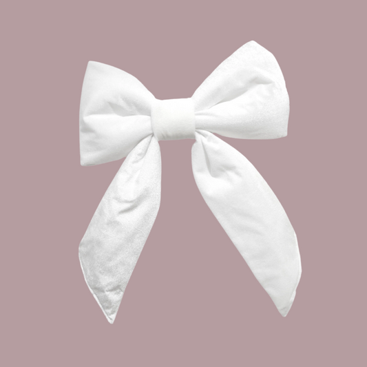 Oversized White Velvet Bow